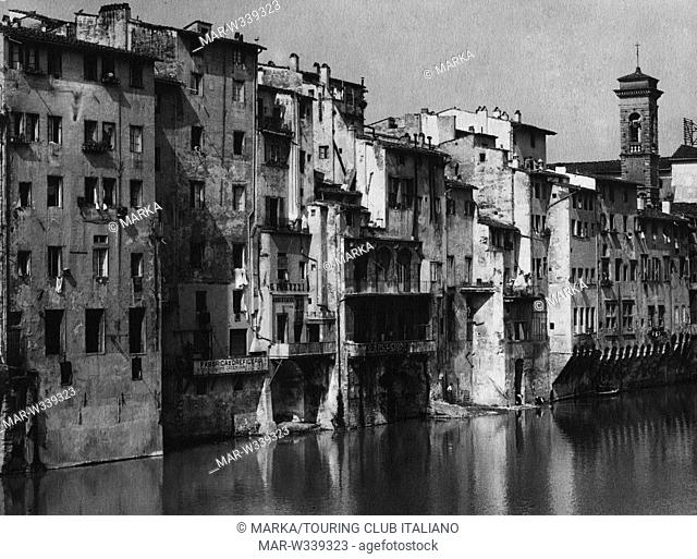 toscana, firenze, veduta di borgo san jacopo dal fiume arno, 1910-20 // borgo san jacopo, florence, italy, 1910-20