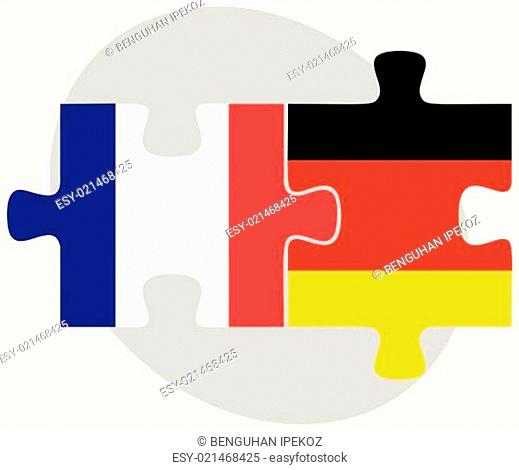 France and Germany Flags in puzzle