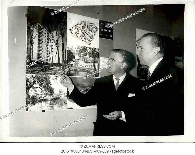 Apr. 04, 1958 - Soviet Ambassador visits London Architectural Exhibition.: Mr. J.A. Malik the Soviet Ambassador to London this morning visited the Building...