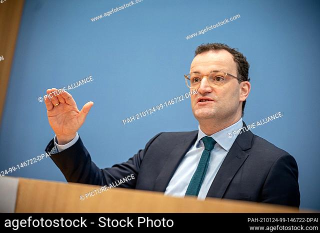 22 January 2021, Berlin: Jens Spahn (CDU), Federal Minister of Health, takes part in a press conference on the current situation surrounding the Corona Pandemic