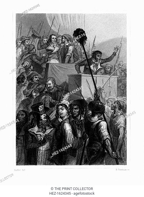 'The People at the Convention', 20 May 1795, (1845). Scene from the French Revolution with a guillotined head on a pole, and Napoleon Bonaparte (holding his...