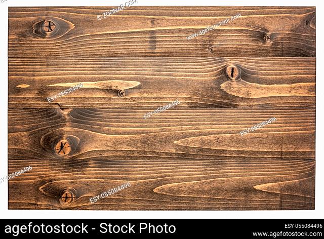 stained wooden board sign isolated on white