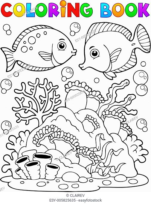 Coloring book coral reef theme 1