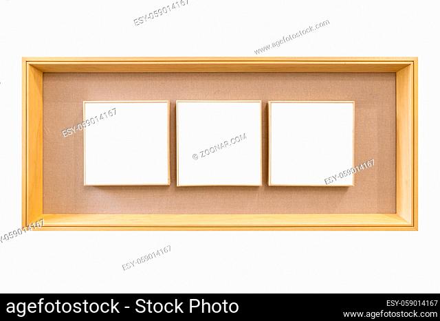 wooden picture frame isolated on white with clipping path