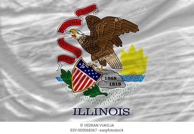complete waved flag of american state of illinois for background