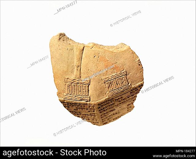 Corner fragment of inscribed prism (kudurru). Period: Neo-Babylonian; Date: ca. 7th-6th century B.C; Geography: Mesopotamia