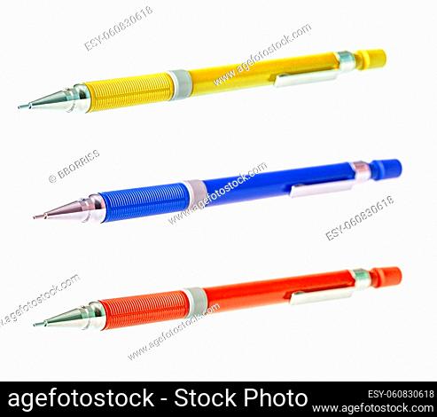 The colored ballpoint pen isolated on white background with clipping path