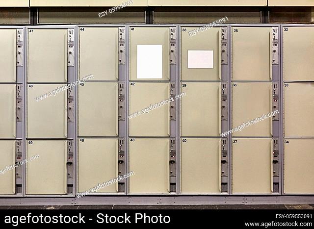 Array of safety lockers for luggage