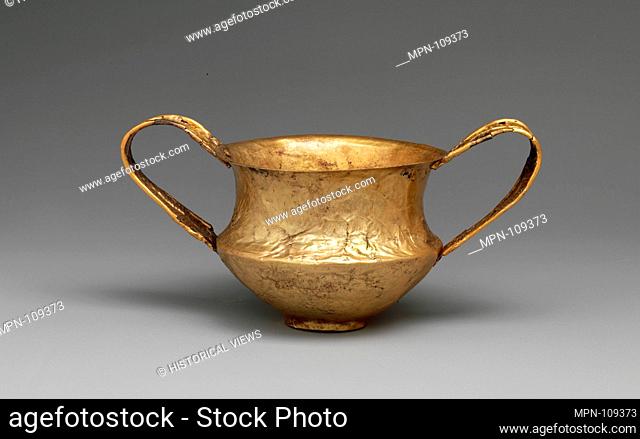 Gold kantharos (drinking cup with two high vertical handles). Period: Late Helladic I; Date: ca. 1550-1500 B.C; Culture: Helladic