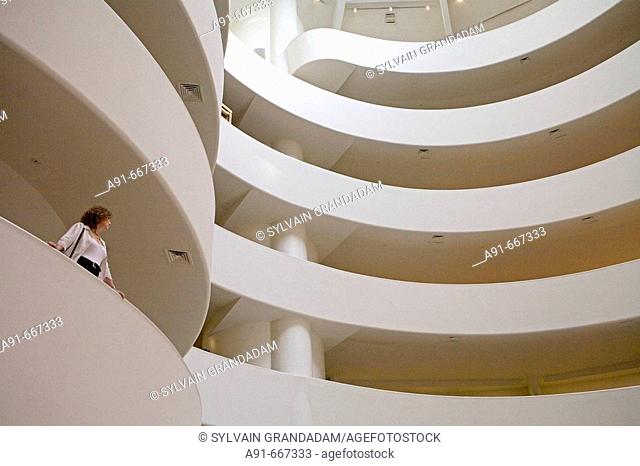 Guggenheim Museum by architect Frank Lloyd Wright (built 1943-1959), Manhattan. NYC, USA