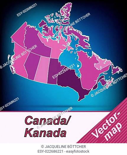Grenzkarte von Kanada mit Grenzen in Violett