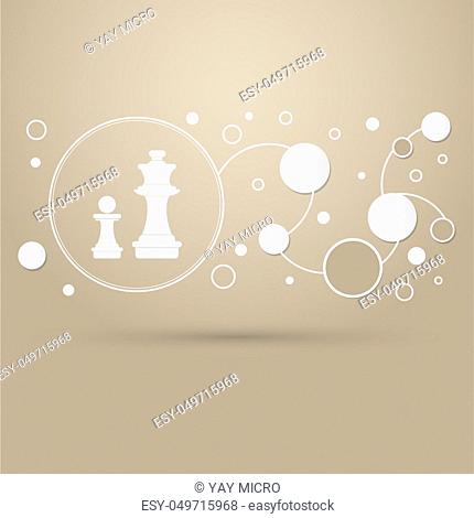 Chess Icon on a brown background with elegant style and modern design infographic. illustration