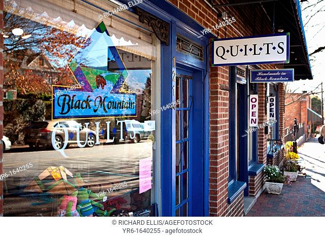 Shops along Cherry Street in Black Mountain, North Carolina