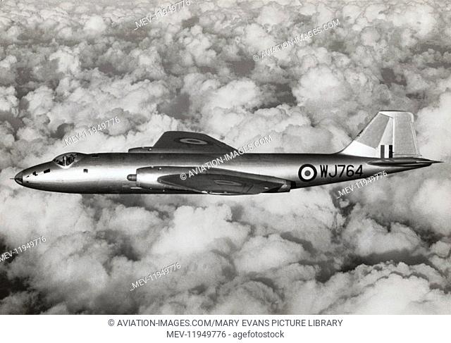 English Electric Canberra B-6 of the RAF 101 Squadron Flying over Cloud