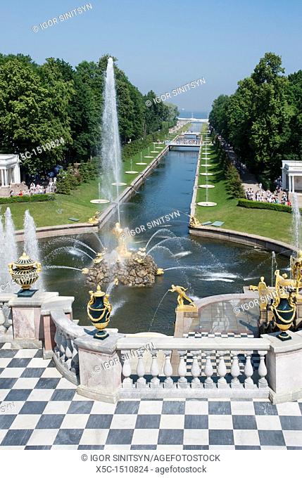View on the Lower Park of Peterhof Palace  St Petersburg, Russia
