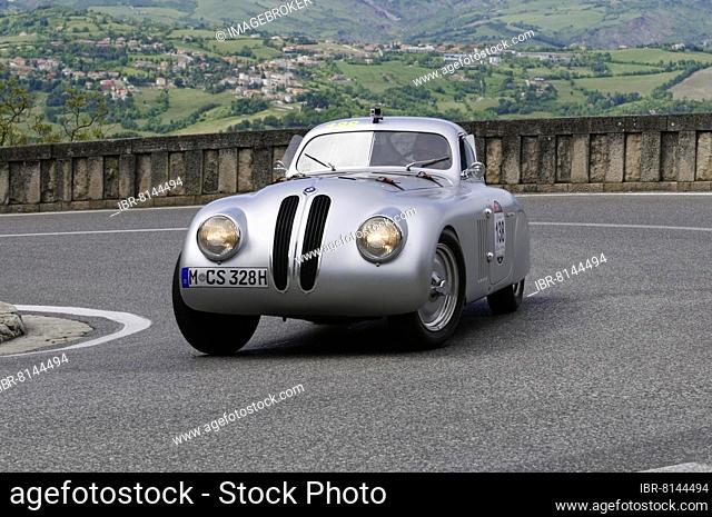 Mille Miglia 2014, No. 138 BMW 328 berlinetta Touring built in 1939 Vintage car race. San Marino, Italy, Europe