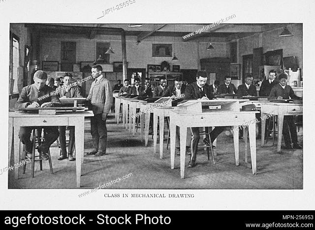 Class in mechanical drawing. Washington, Booker T., 1856-1915 (Author) Johnston, Frances Benjamin, 1864-1952 (Photographer)