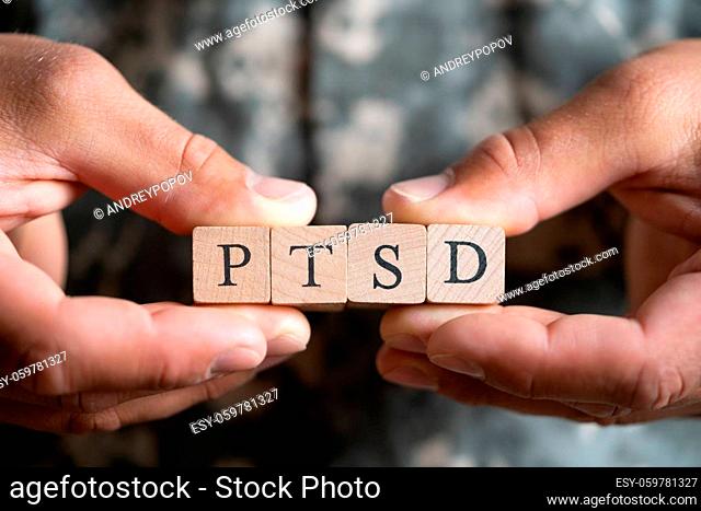 Army Military Soldier With PTSD Trauma Text