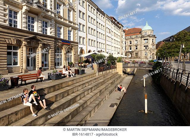 Canal, Opernstrasse street, Bayreuth, Upper Franconia, Franconia, Bavaria, Germany, Europe