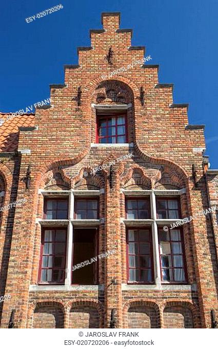 Ancient brick house in Bruges (Flanders, Belgium)