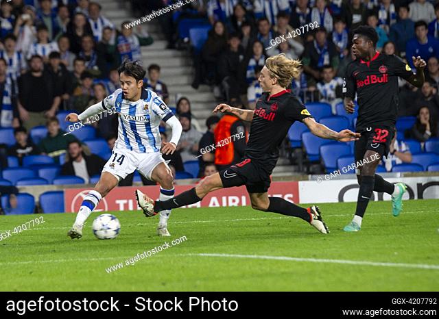 Takefusa Kubo of Real Sociedad in action during the UEFA Champions League match between Real Sociedad and Salzburg FC at Reale Arena. Donostia (Spain)