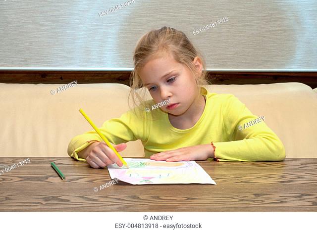 Girl has thought of drawing
