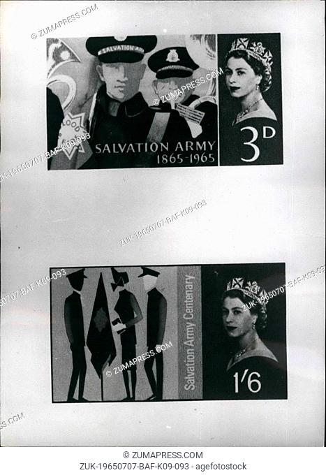 Jul. 07, 1965 - Centenary of the salvation army, two special stamps in four colors; The famous 'Blood and Fire' banner of the Salvation Army is featured in the...