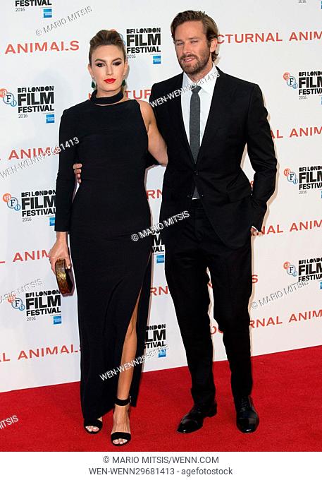 The BFI LFF Headline Gala of 'Nocturnal Animals' held at the Odeon Leicester Square - Arrivals Featuring: Armie Hammer, Elizabeth Chambers Where: London