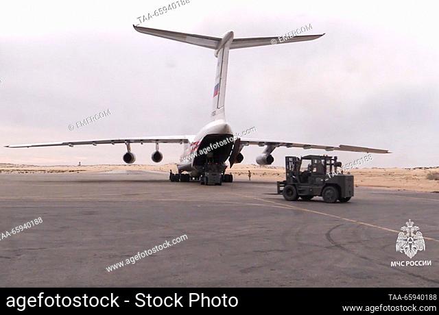 EGYPT - DECEMBER 20, 2023: An Ilyushin Il-76 strategic airlifter brings humanitarian aid as Russia's Emergency Situations Ministry sends more than 18t of...