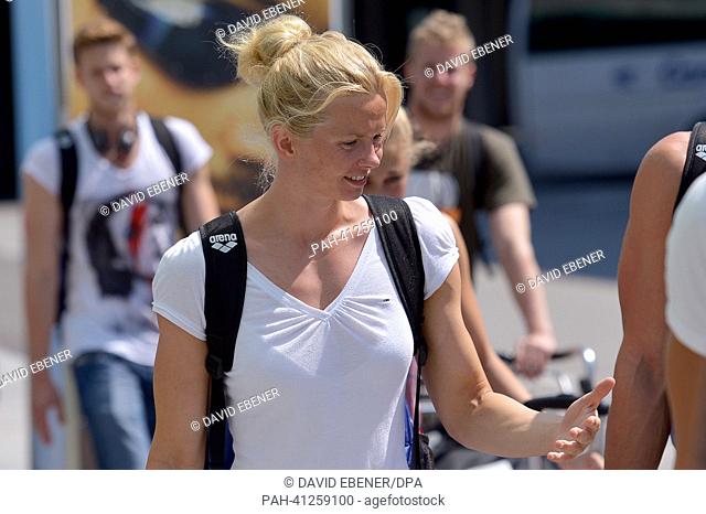 Britta Steffen of Germany arrives the Airport Barcelona-El Prat for the 15th FINA Swimming World Championships in Barcelona, Spain, 24 July 2013