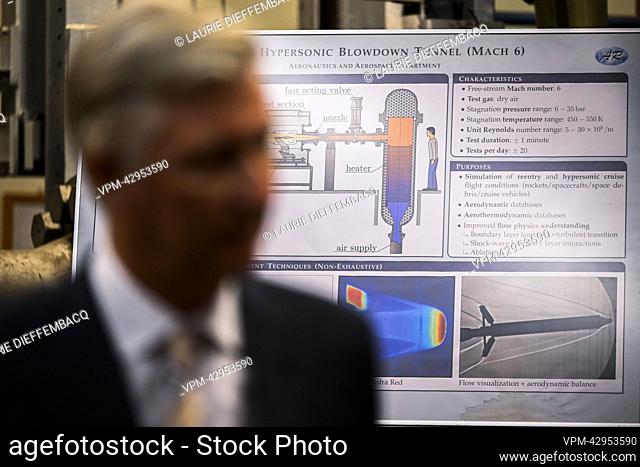 King Philippe - Filip of Belgium pictured during a royal visit to the von Karman Institute for Fluid Dynamics (VKI) in Sint-Genesius-Rode on Tuesday 06...