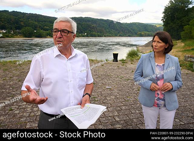 01 August 2022, Rhineland-Palatinate, St. Goarshausen: Roger Lewentz (SPD), Interior Minister of Rhineland-Palatinate, and Daniela Schmitt (FDP)