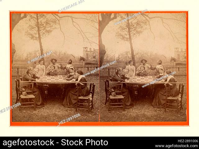 Aunt Hannah's quilting party, United States, 1896. Creator: Unknown