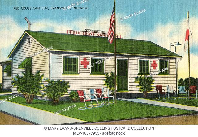 The Red Cross Canteen, Evansville, Indiana, USA at the intersection of Oio Street and Fulton Avenue. During World War II