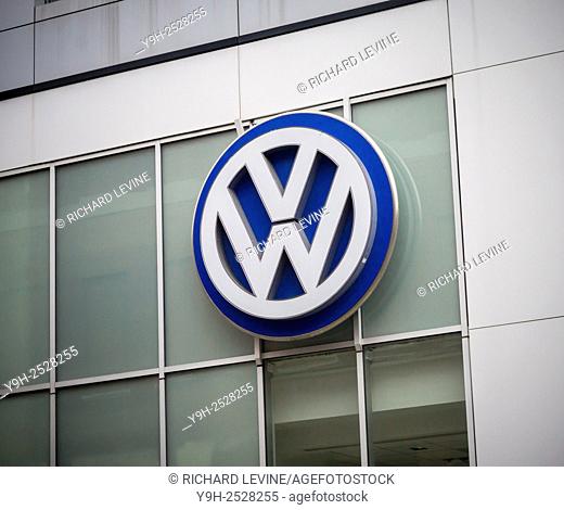 A Volkswagen dealer in Manhattan in New York on Tuesday, September 22, 2015. The U. S. Environmental Protection Agency has alleged that a defeat device built...