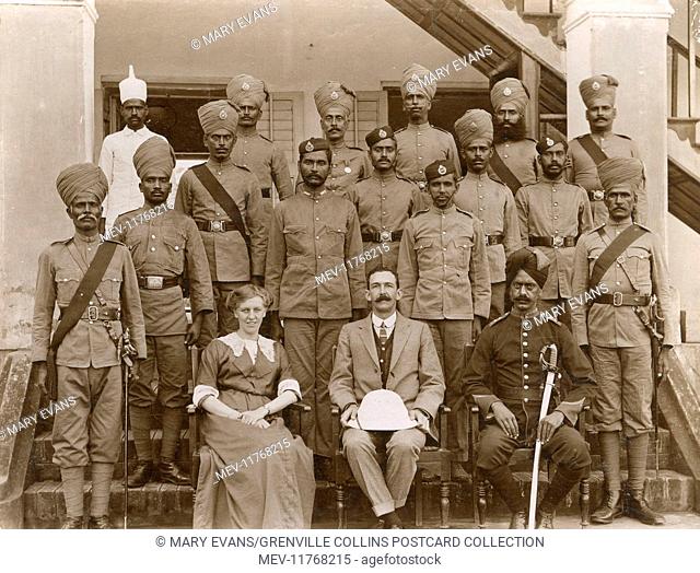 British India - East Bengal - Barisal - Indian Army unit and the British Governor and his wife. Barisal fell under the Bengal Nawabs