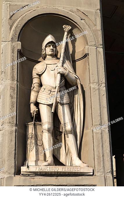 Statue of Francesco Ferrocci, Uffizi, Florence, Italy