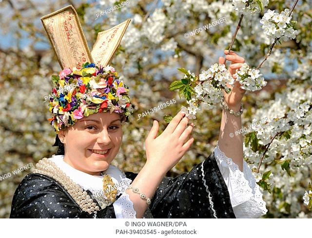 Carolina Sofia Wolf is named the new Blossom Queen at the Blossom Festival in the Altes Land region in Jork,  Germany, 05 May 2013