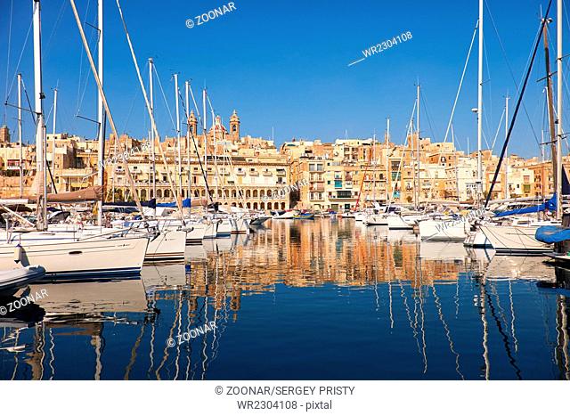 View on Malta bay Dahla tad-Dockyard between Senglea and Birgu