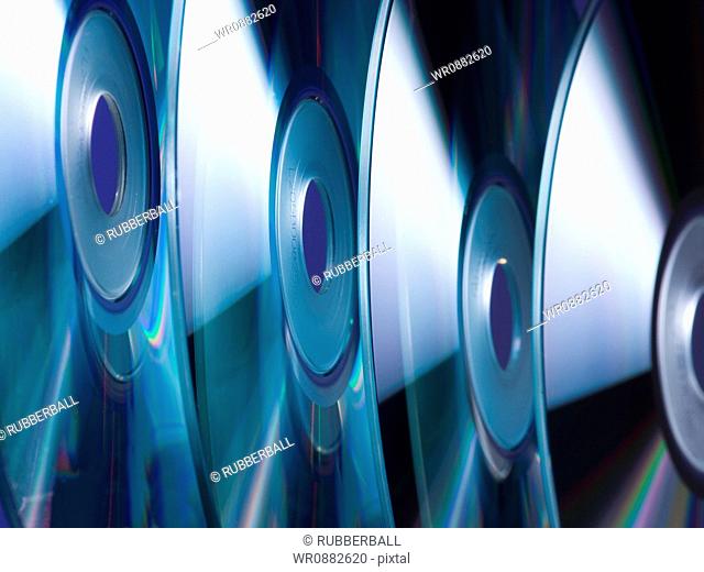Close-up of a row of CDs
