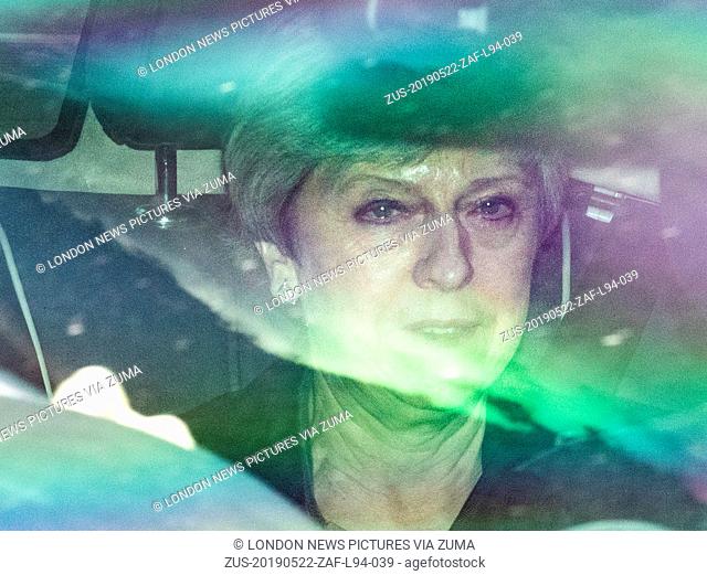 May 22, 2019 - London, London, UK - London, UK. Prime Minister Theresa May leaves Parliament after Prime Minister's Questions and outlining changes to the...