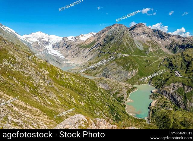 Reservoir of Mount Grossglockner glacial water in the High Tauern National Park, Austria