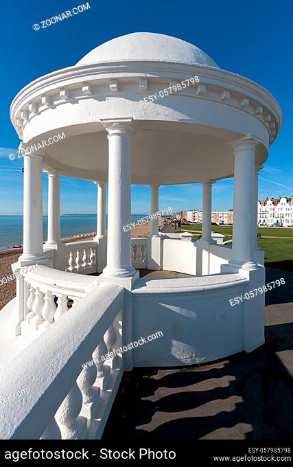 BEXHILL-ON-SEA, EAST SUSSEX/UK - OCTOBER 17 : Colonnade in grounds of De La Warr Pavilion in Bexhill-On-Sea on October 17, 2008. Unidentified people