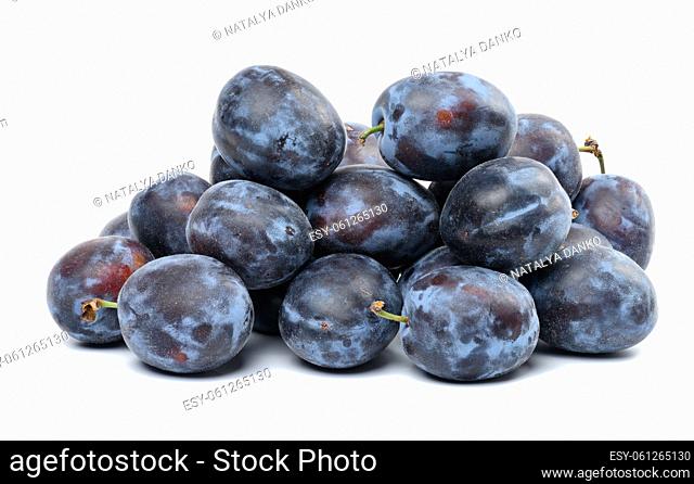 Bunch of ripe blueberries on a white isolated background