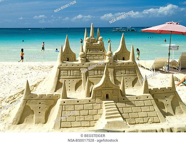 sand castle on White Beach, Boracay, Philippines