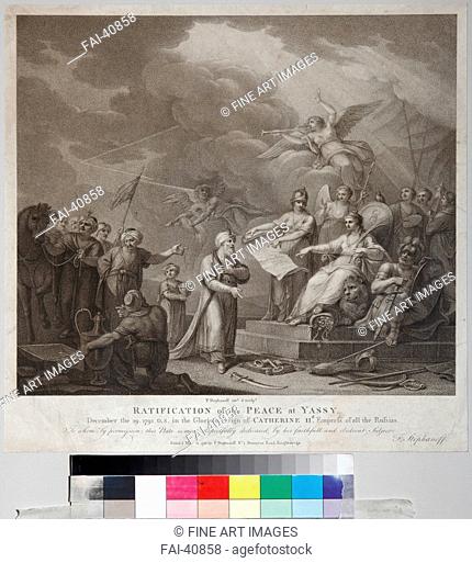 Allegory of the Treaty of Jassy by Stephanoff (Fileter Stefanof), Stepan (active 1770s-1810s)/Etching/Neoclassicism/1792/Russia/Podstanitsky...
