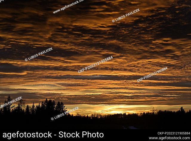 Afterglow at sunset over Horni Cerekvi, near Pelhrimov, Vysocina Region, December 19, 2023. (CTK Photo/Lubos Pavlicek)