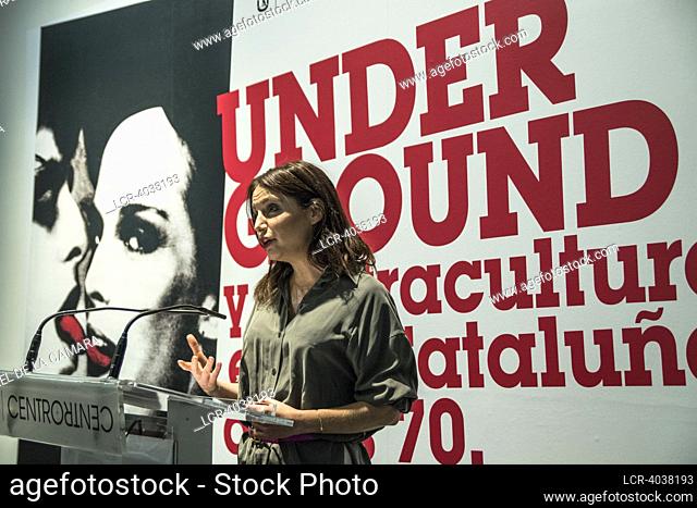 ANDREA LEVY CULTURE DELEGATE OF THE CITY COUNCIL OF MADRID AT EXHIBITION UNDERGROUND AND COUNTERCULTURE IN THE CATALONIA OF THE YEAR 70 MADRID SPAIN