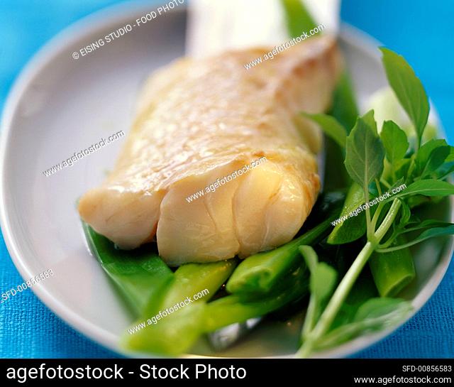 Cod with basil and spring onions