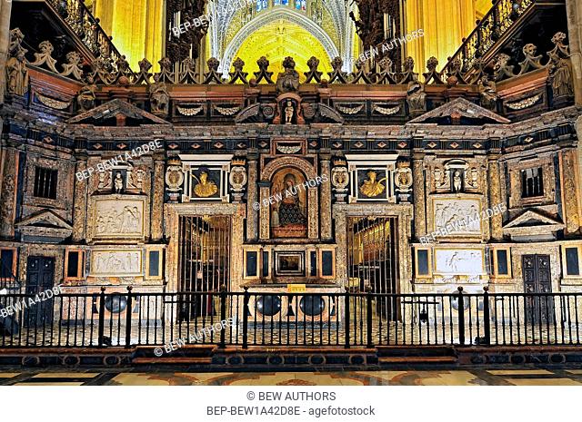 The Nave and El Coro (Choir Stalls) in the Cathedral, Seville, Andalucia, Spain